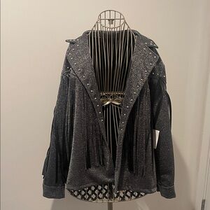 Studded Fringe Gray Jacket
